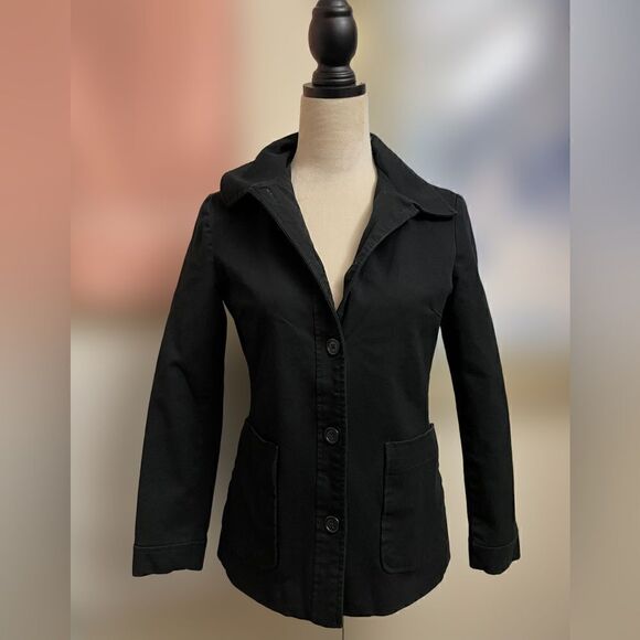 Black Lightweight Button Down Jacker w/ Silky Black Lining (Size: XS) - Picture 4 of 9